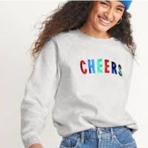 Old Navy Gray Sweatshirt with Multicolor 'Cheers'